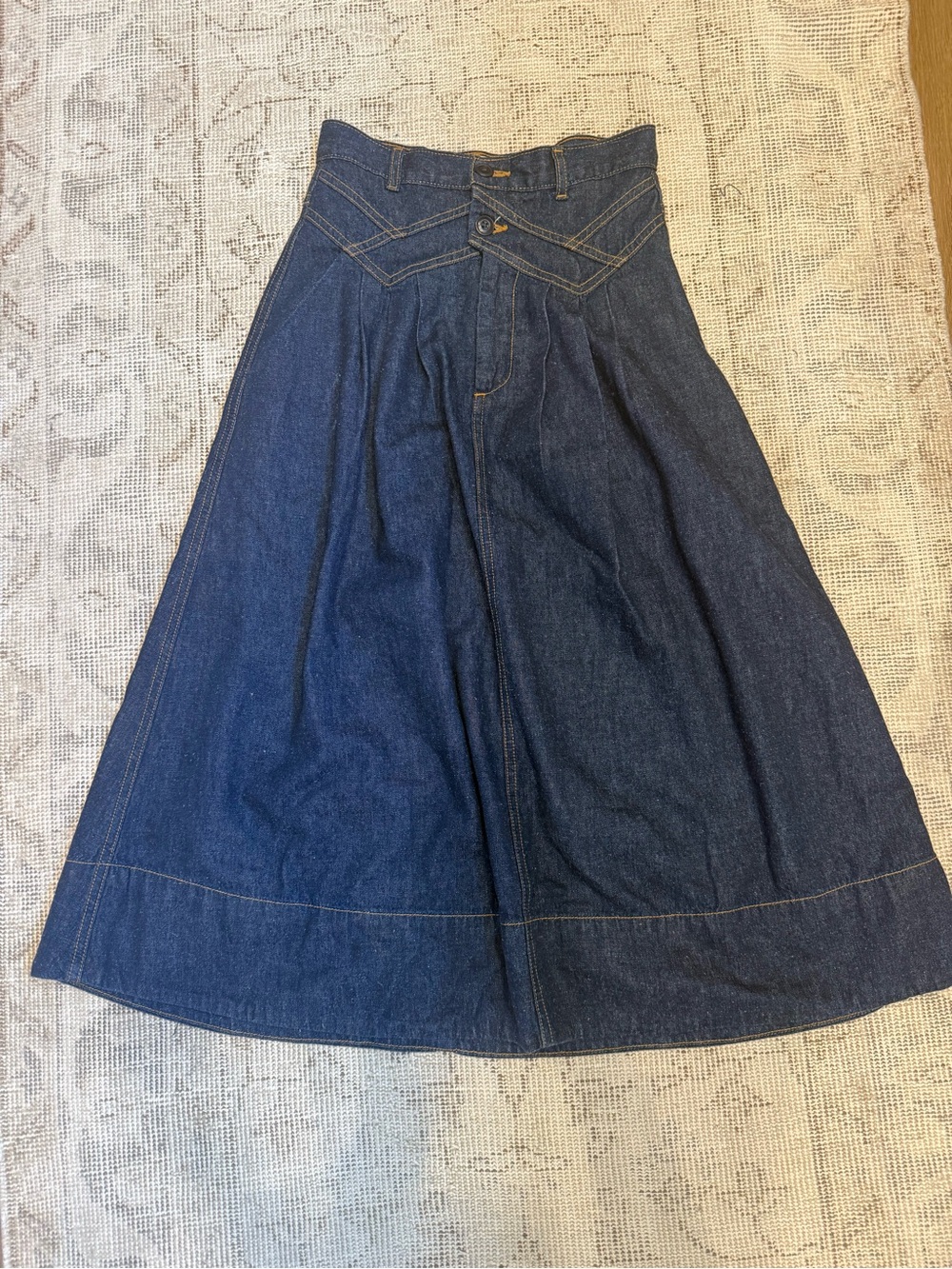 THE GREAT. “Field” Denim Midi Skirt - Picture 7 of 9